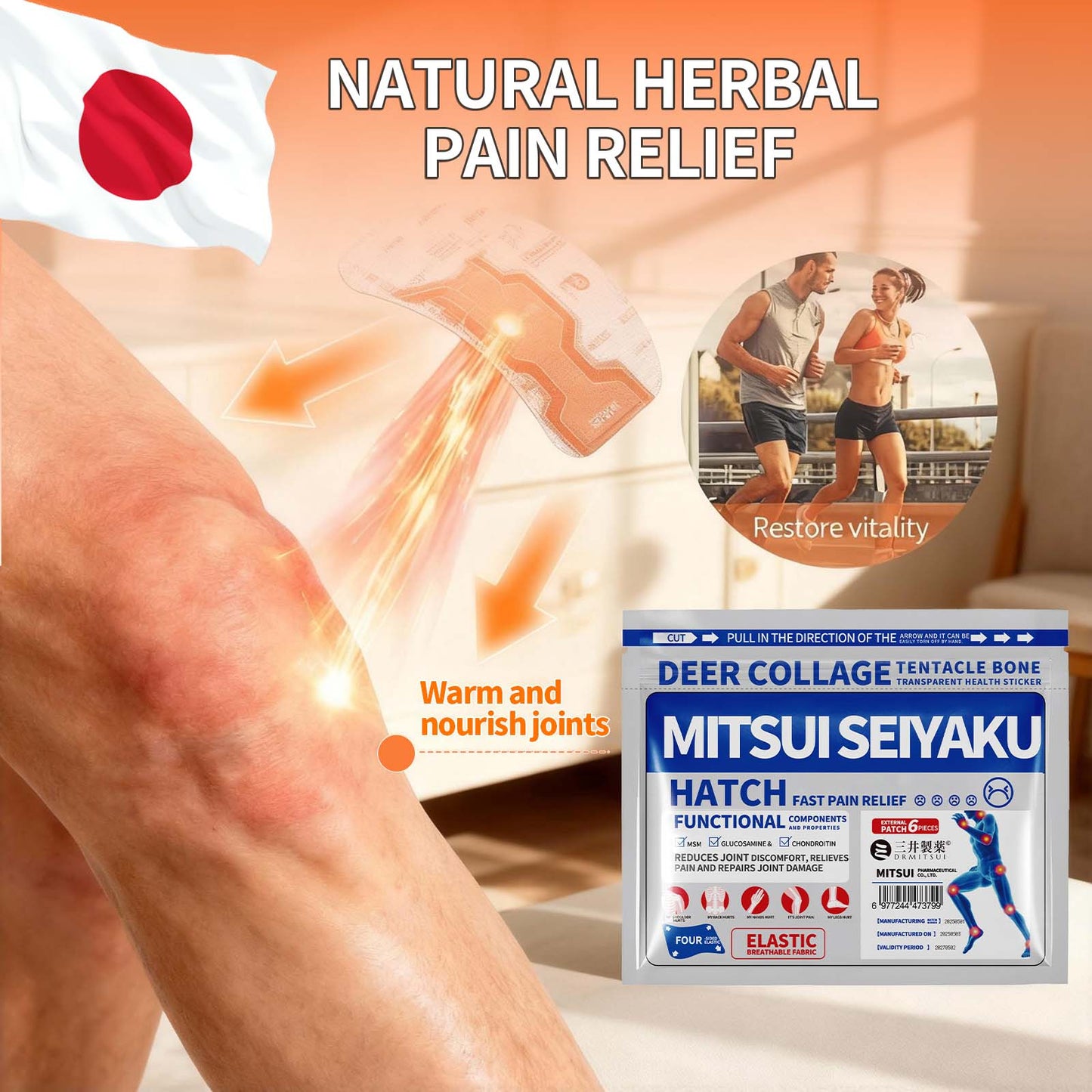 DRMITSUI Pain Relief Heat Patches  Back Pain Patches  Natural Formula